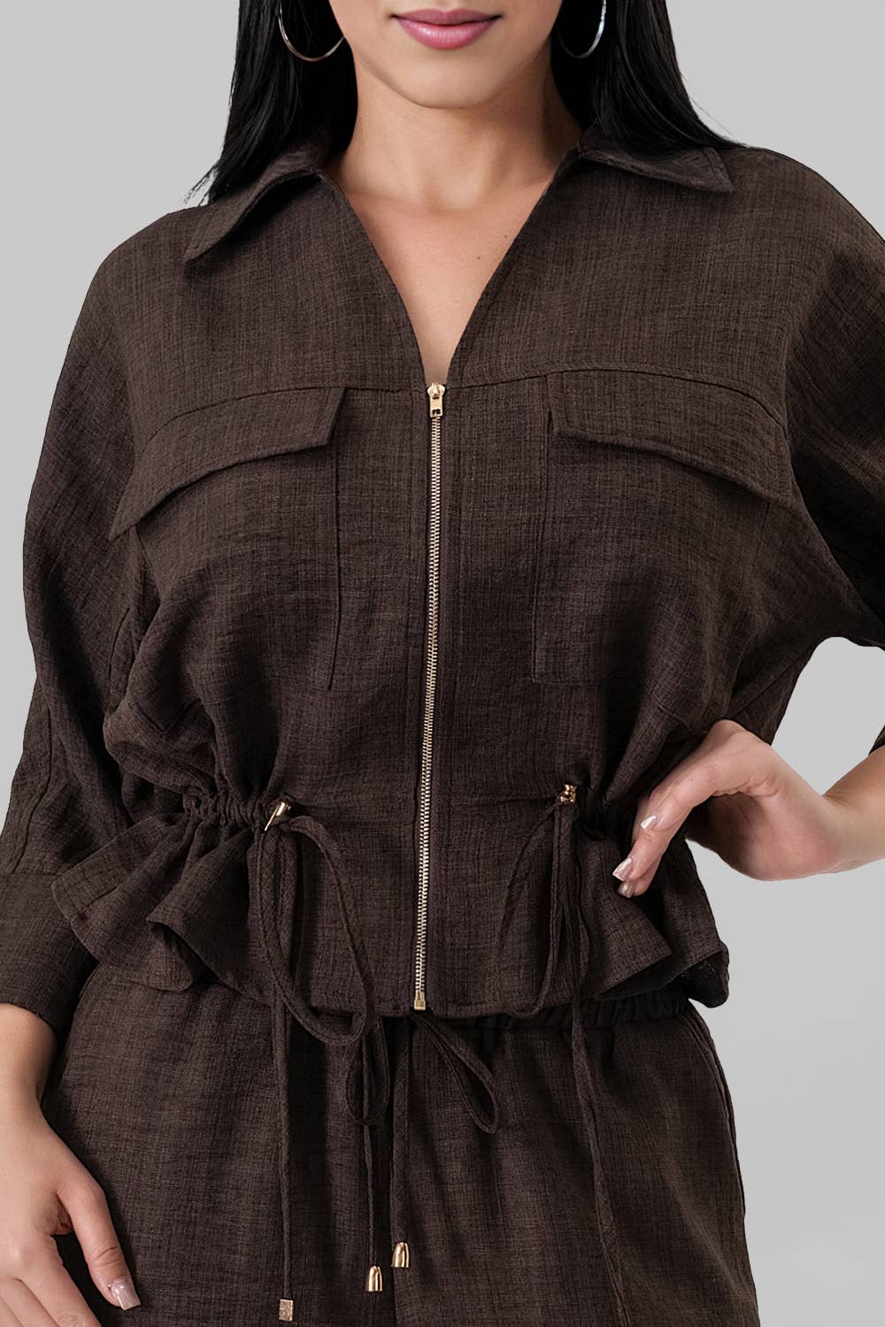 BJ2189-SET_Utility Zip-Front Top & Wide-Leg Set