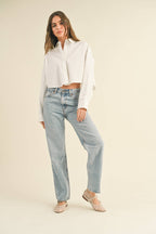 Boss Girl Cropped Buttondown Shirt