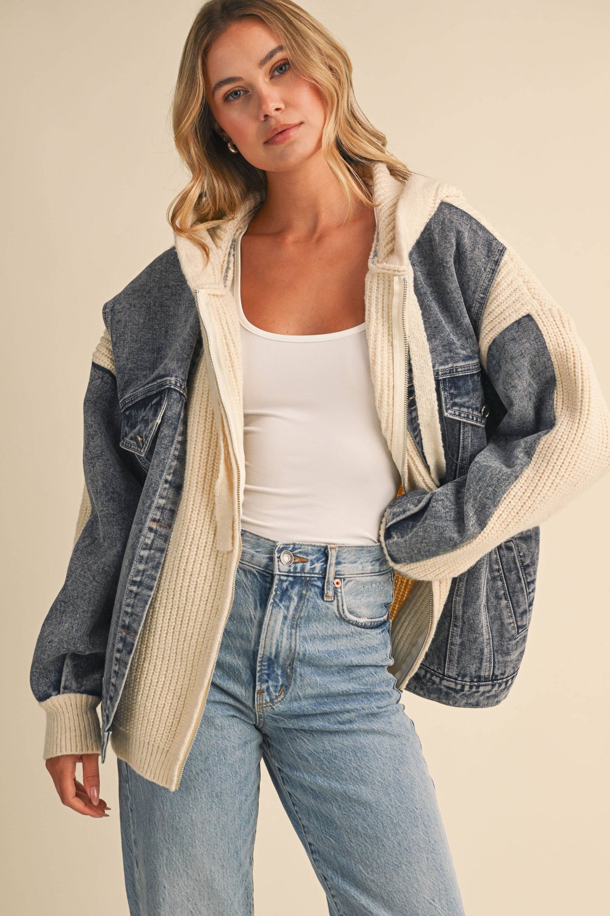 DENIM SWEATER CONTRAST JACKET