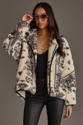 White & Black Paisley Fleece Coatigan