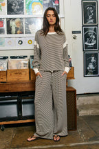 Micro-Stripe Side-Piping Wide-Leg Pants