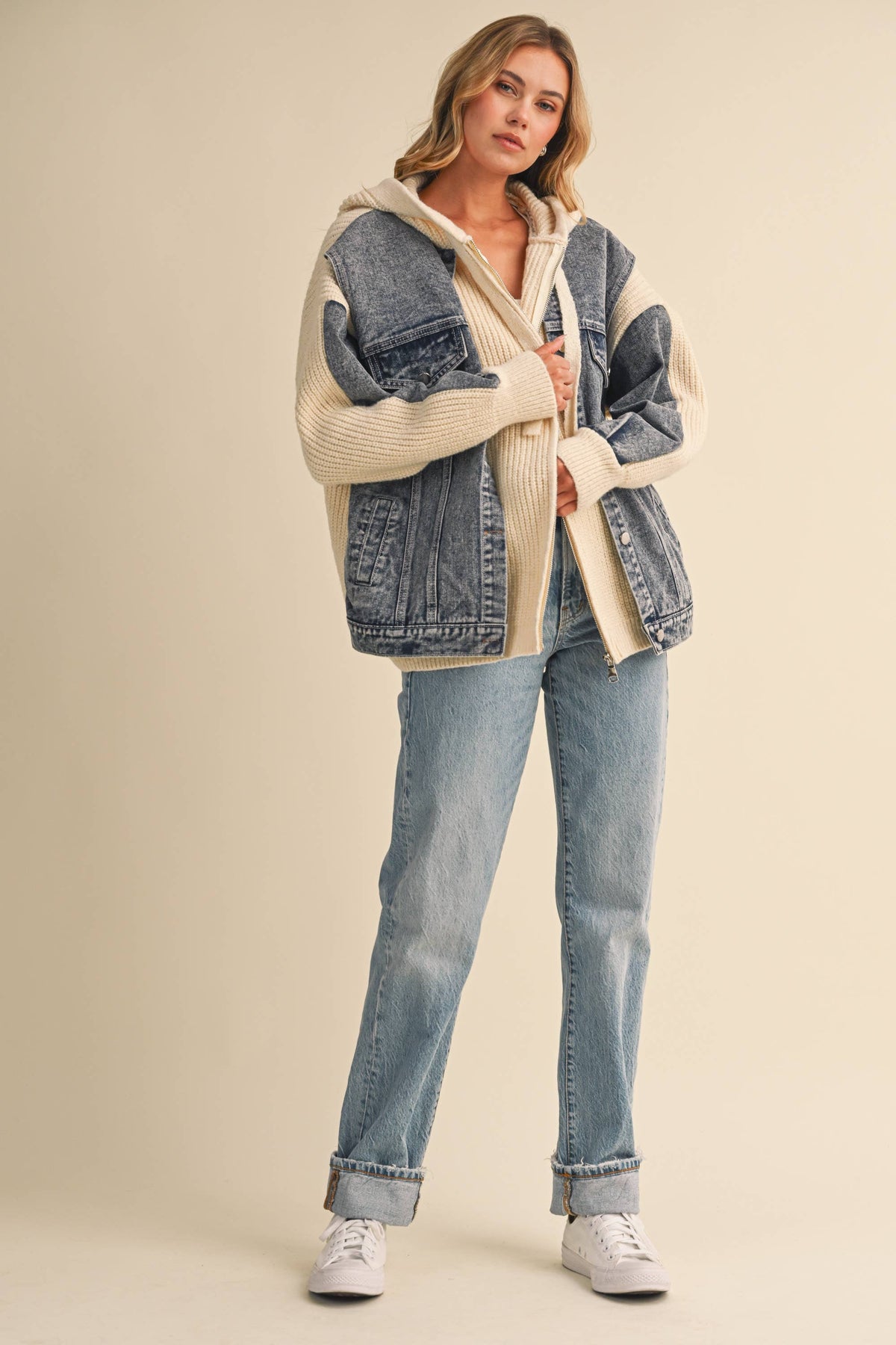 DENIM SWEATER CONTRAST JACKET