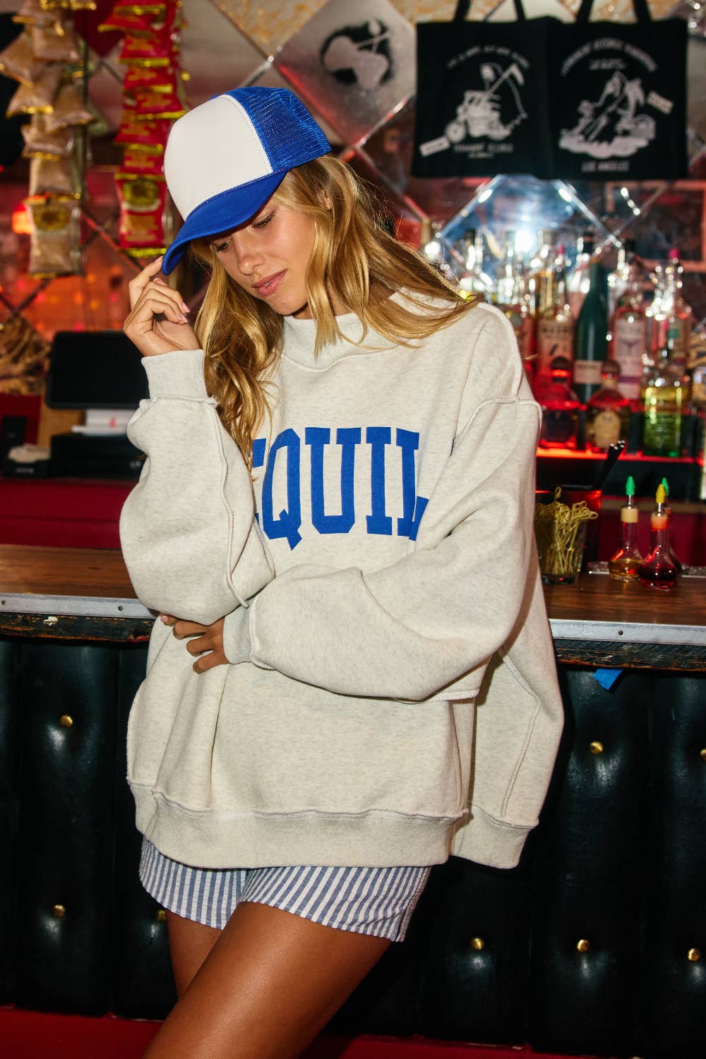 IT2594-DRINKS | Booze Print Reversible Mock Neck Sweatshirt