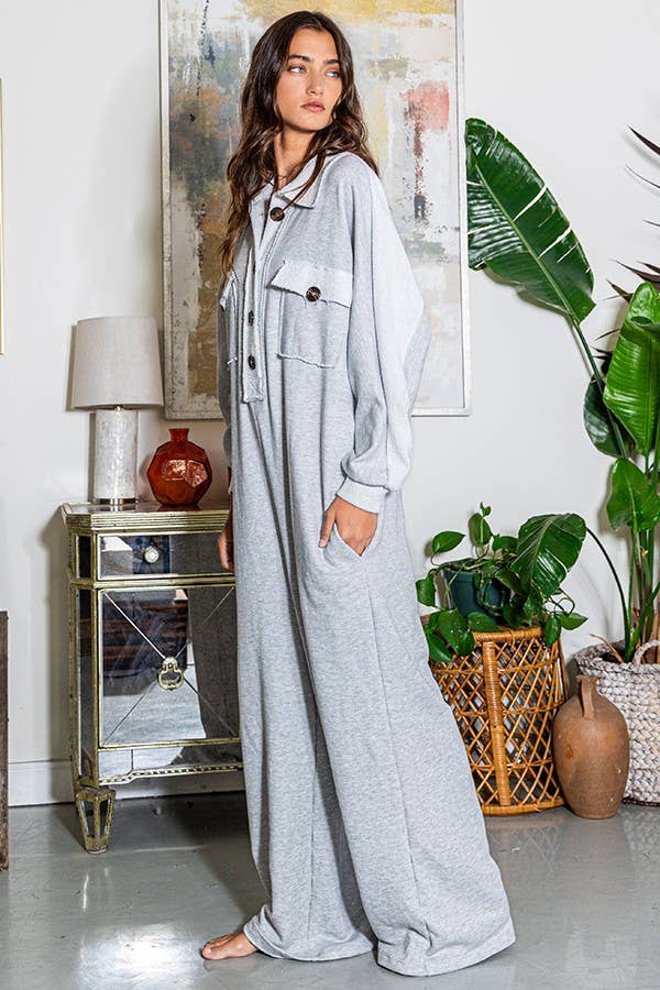 Grey Oversize French Terry Jumpsuit