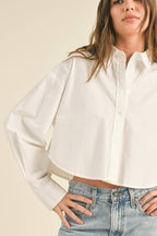 Boss Girl Cropped Buttondown Shirt