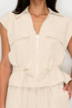 Utility Zip-Front Top & Wide-Leg Set