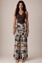 Scarf-style High-waisted wide leg pants