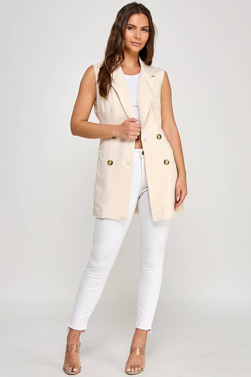 Linen sleeveless vest dress