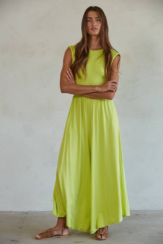 RJ3209 | Sleeveless Open Back Wide Leg Jumpsuit