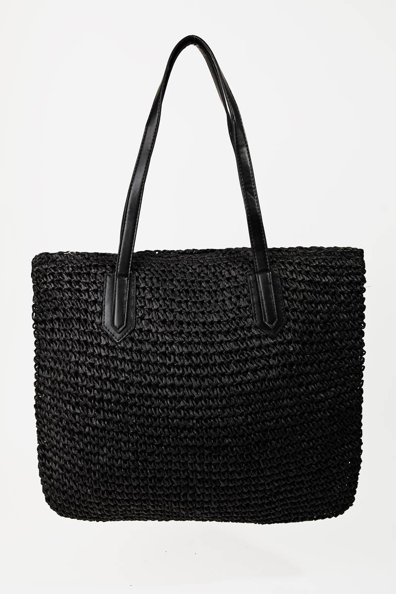 Square Straw Braided Tote Bag