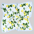 STRIPED SILKY SQUARE SCARF WITH LEMON PRINT
