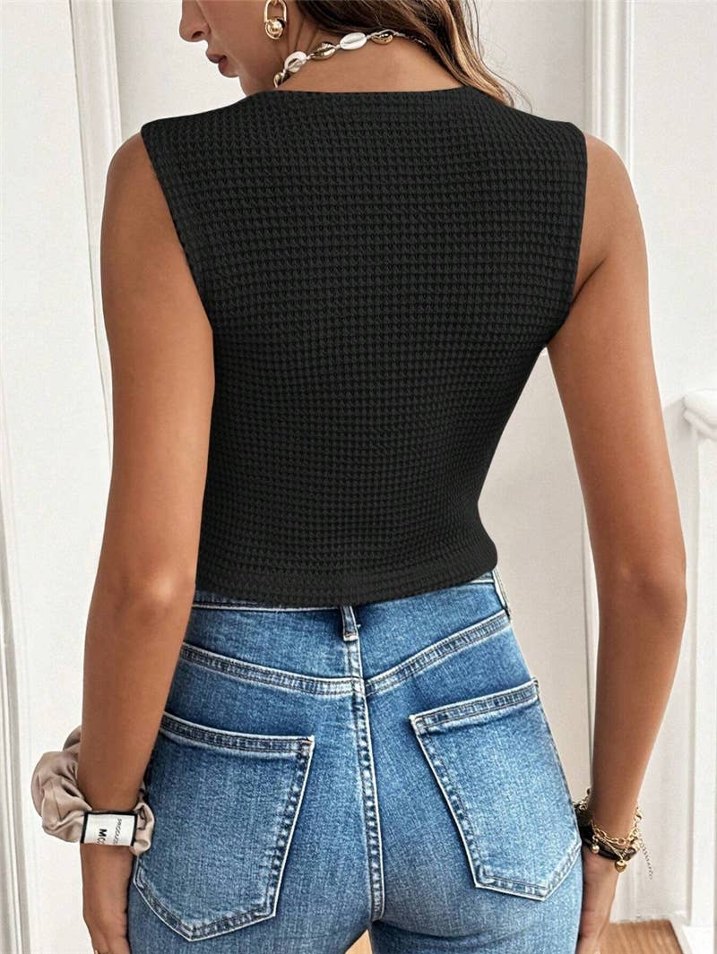 2025 SUMMER Textured waistcoat Buttoned tank top