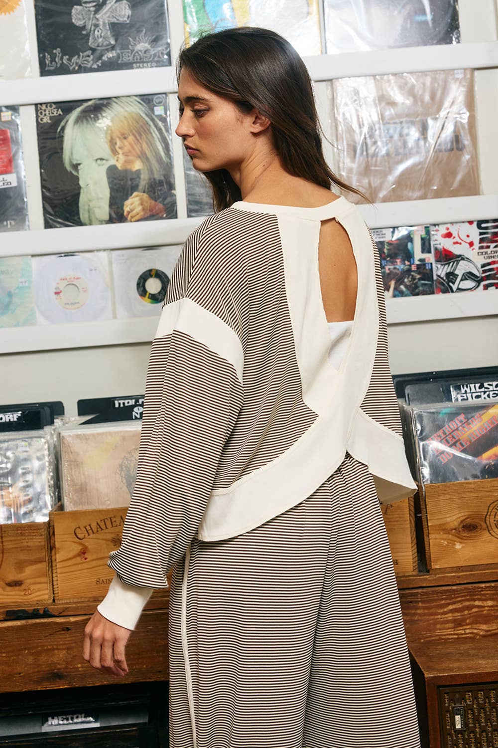 Micro-Stripe Side-Piping Wide-Leg Pants