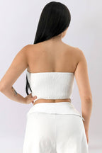 Gold Button-Up Strapless Bandeau Top
