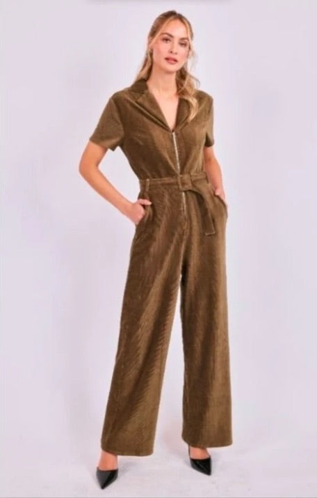 Corduroy Belted Jumpsuit