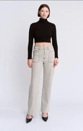 High Loose Fit Straight Striped Jeans