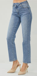 High Rise Crossover Straight Jeans