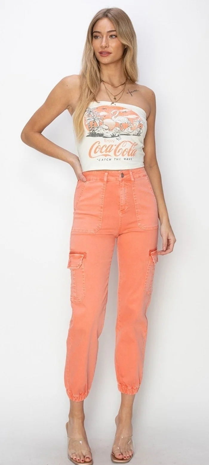 High Rise Cargo Jogger Pants