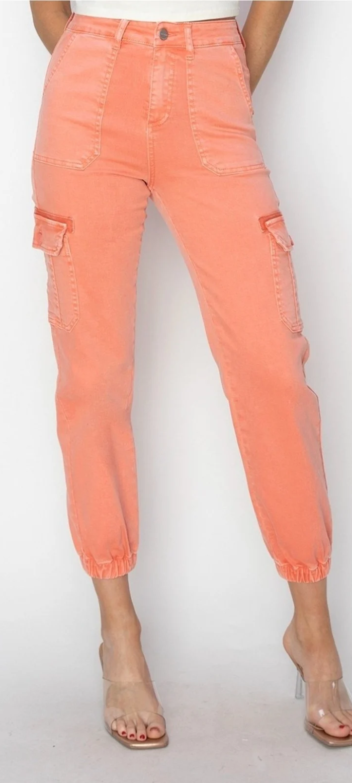 High Rise Cargo Jogger Pants