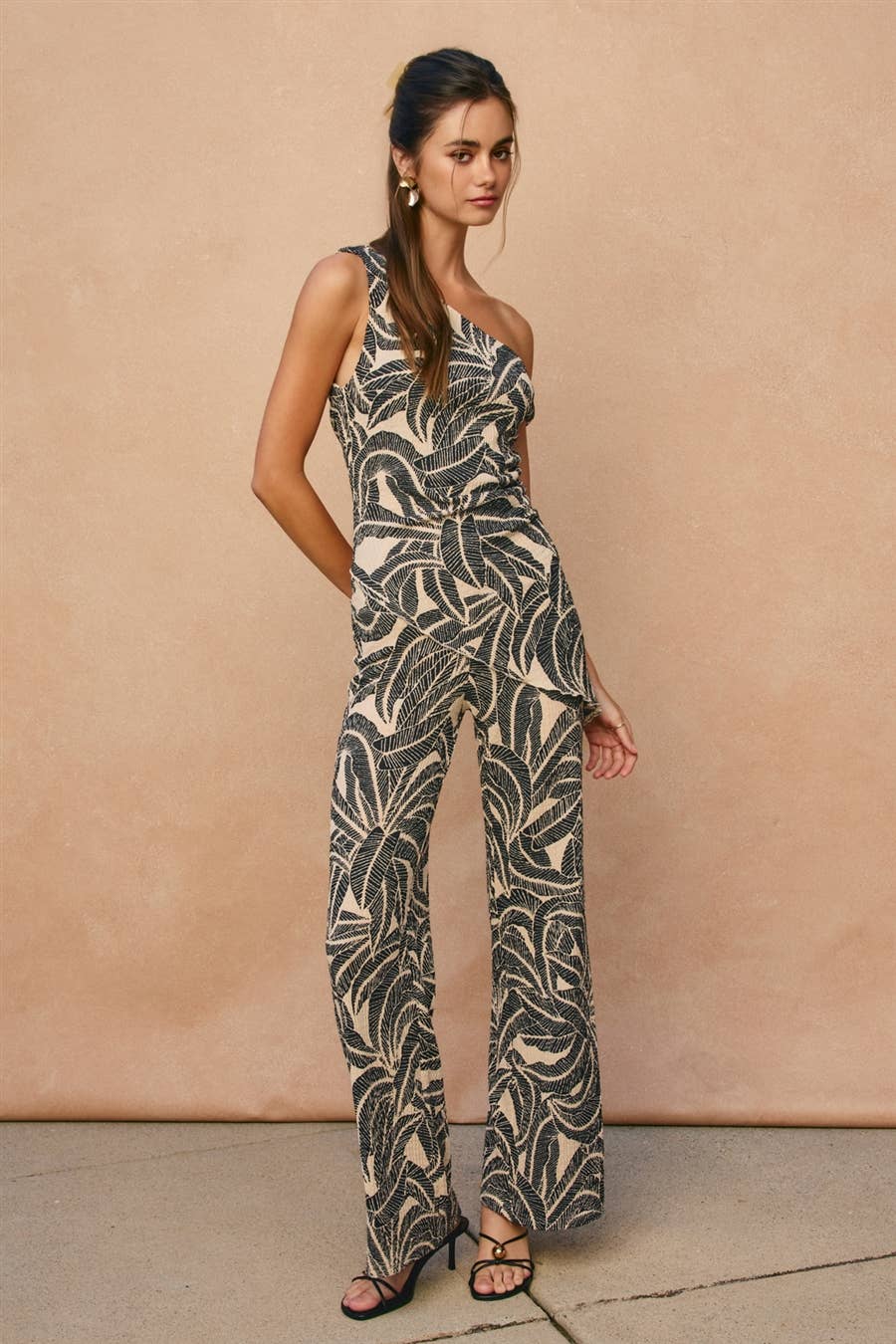 Tropical Leaf Pull On Pants