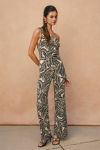 Tropical Leaf Pull On Pants