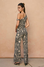 Tropical Leaf One Shoulder Asymmetrical Top
