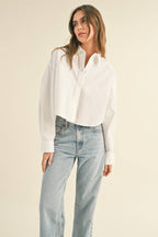 Boss Girl Cropped Buttondown Shirt