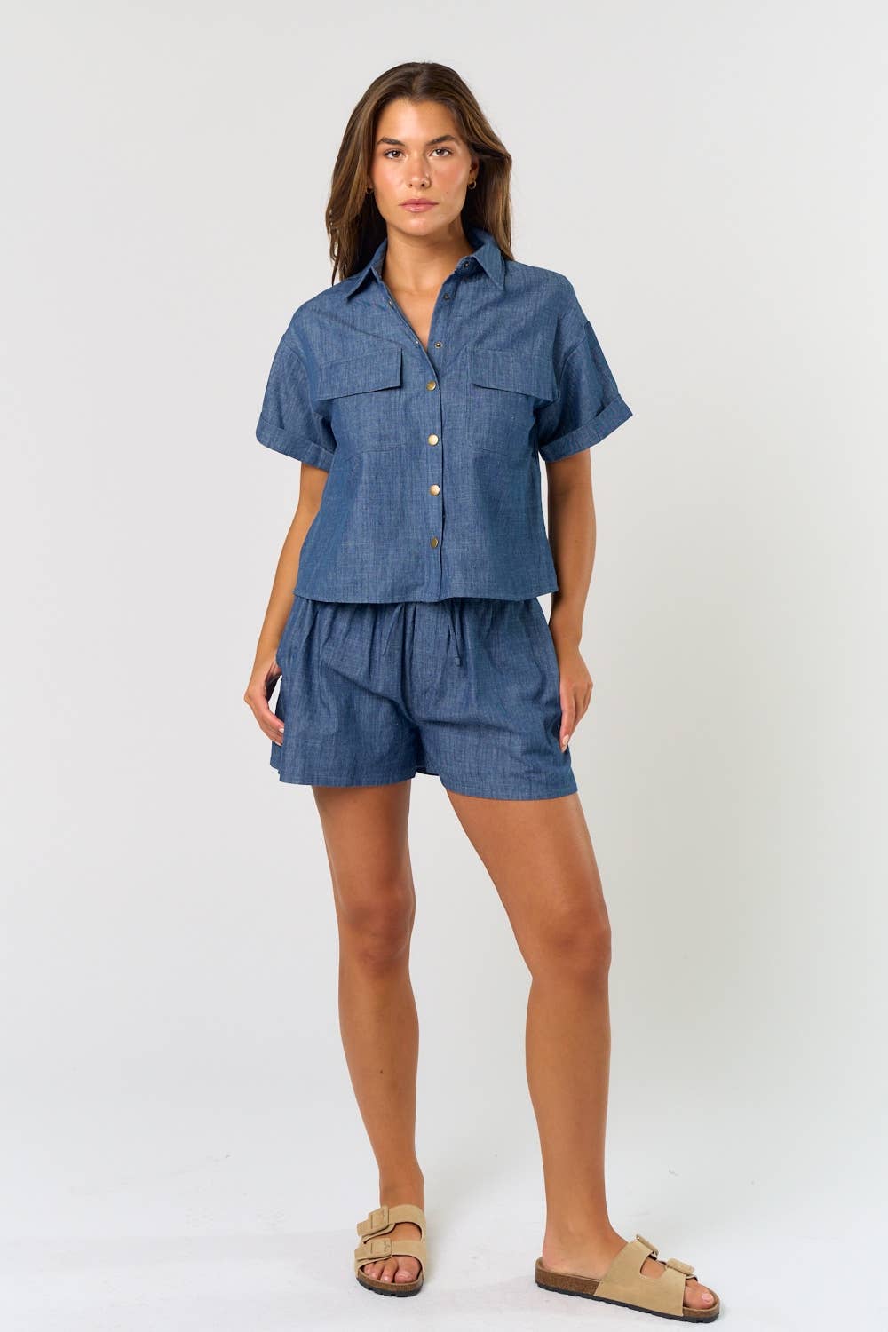 Short Sleeve Denim Top