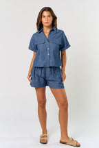 Short Sleeve Denim Top