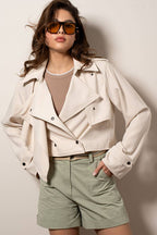 Cropped Double Lapel Lightweight Trench Jacket