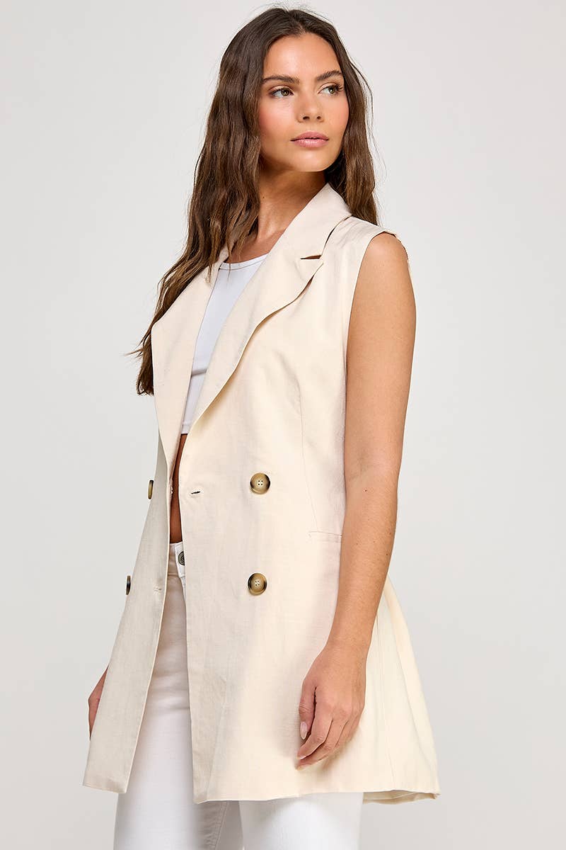 Linen sleeveless vest dress