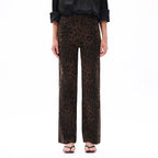 High Rise Relaxed Straight Leopard Print Pants
