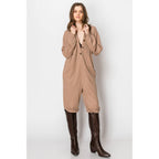 Long Sleeve Waffle Knit Button Down  JUMPSUIT