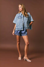 DENIM CAPE JACKET