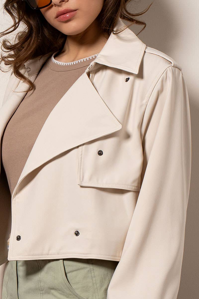 Cropped Double Lapel Lightweight Trench Jacket
