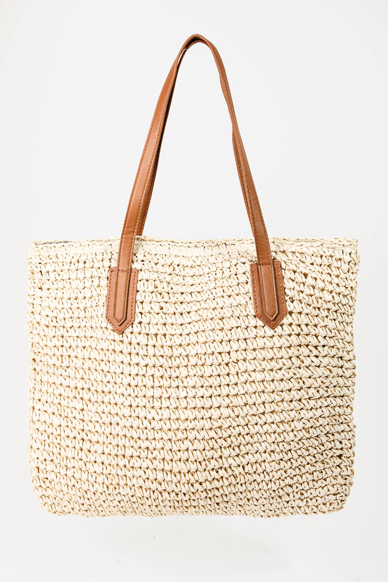 Square Straw Braided Tote Bag