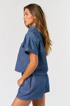 Short Sleeve Denim Top