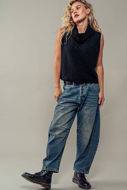 Sleeveless Cowl Neck Crochet Top