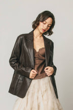 Faux Leather Oversized Blazer Jacket