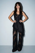Satin Lace Trim Cami and Pants Set