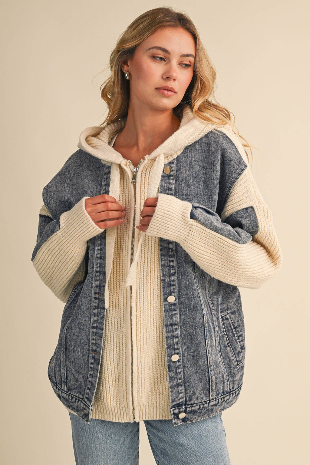 DENIM SWEATER CONTRAST JACKET