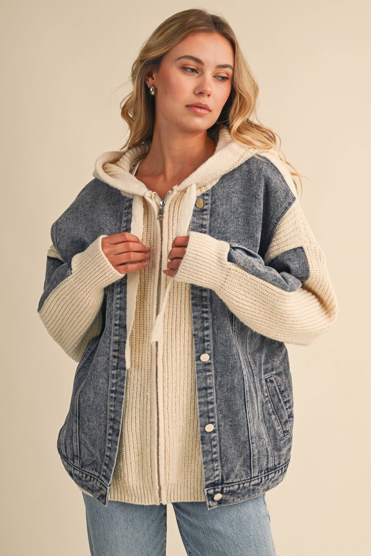 DENIM SWEATER CONTRAST JACKET