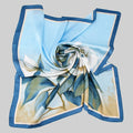LOVELY BLUE FLOWER PRINT SILKY SQUARE SCARF