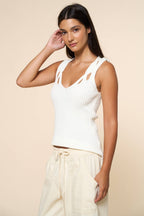 Ribbed Cut Out Strap Knit Tank Top
