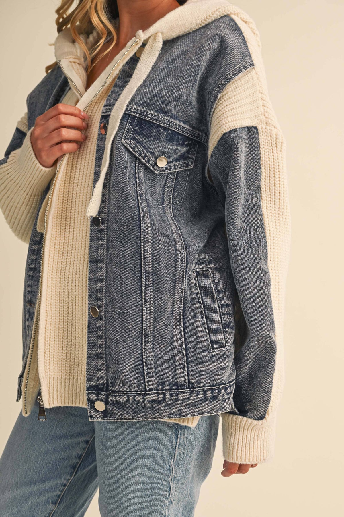 DENIM SWEATER CONTRAST JACKET