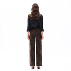 High Rise Relaxed Straight Leopard Print Pants