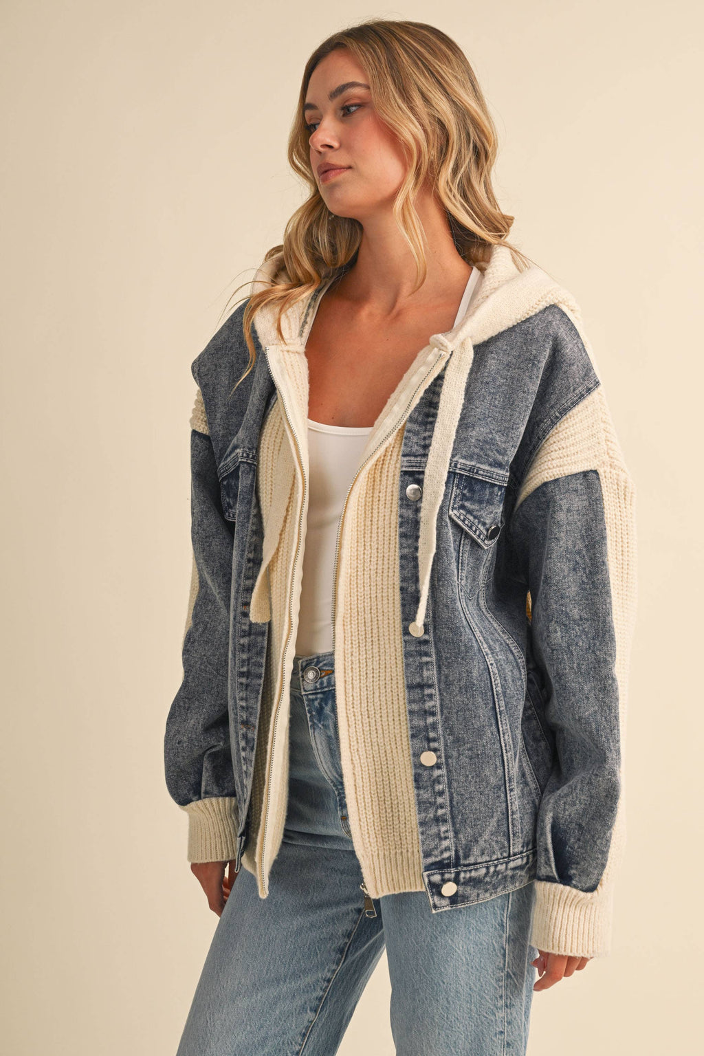 DENIM SWEATER CONTRAST JACKET