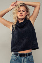 Sleeveless Cowl Neck Crochet Top