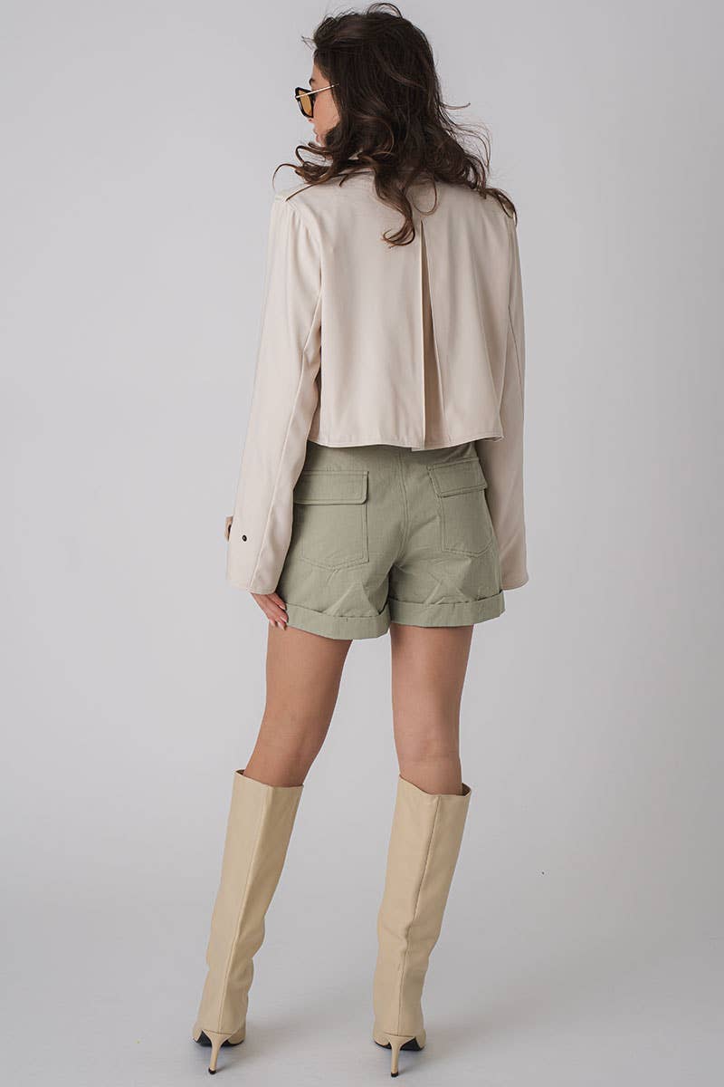 Cropped Double Lapel Lightweight Trench Jacket