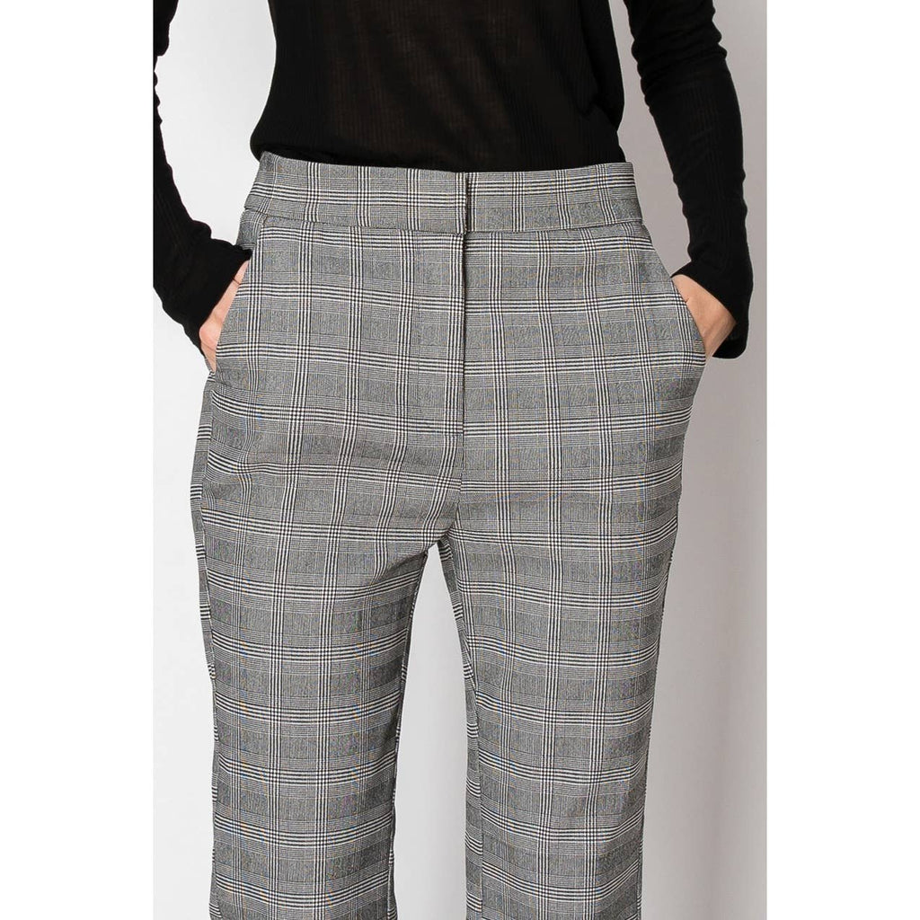 Plaid High Waisted Ankle Length Office Pants
